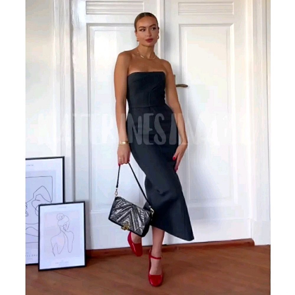 ZW ZARA COLLECTION STRAPLESS DRESS GRAY Midi Dress gray - Picture 4 of 16